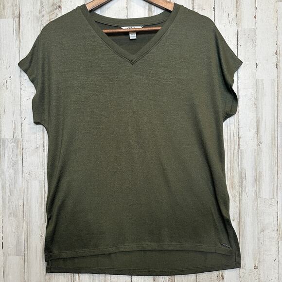 Orvis Classic Collection Top Small Oversized Olive Green Short Sleeve Stretchy - Picture 1 of 9